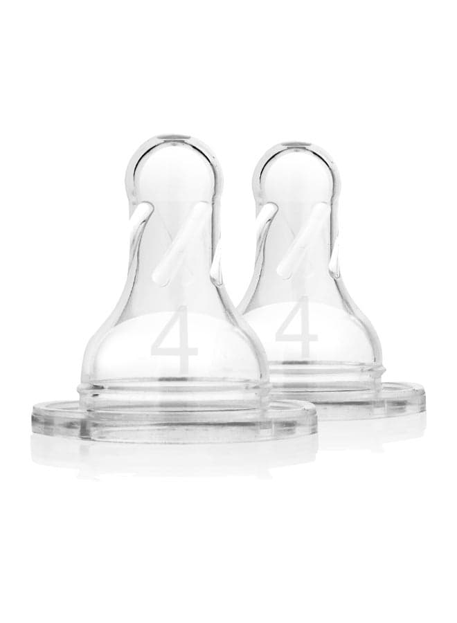 Level-4 Silicone Narrow Anti-Colic Nipple, 2-Pack