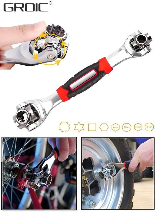 Universal Wrench 52 In 1 Socket, Works with Spline Bolts, 4-12-Point,Torx,Socket Multifunction Tool with 360 Degree Rotating Head,Spanner for Car Repair