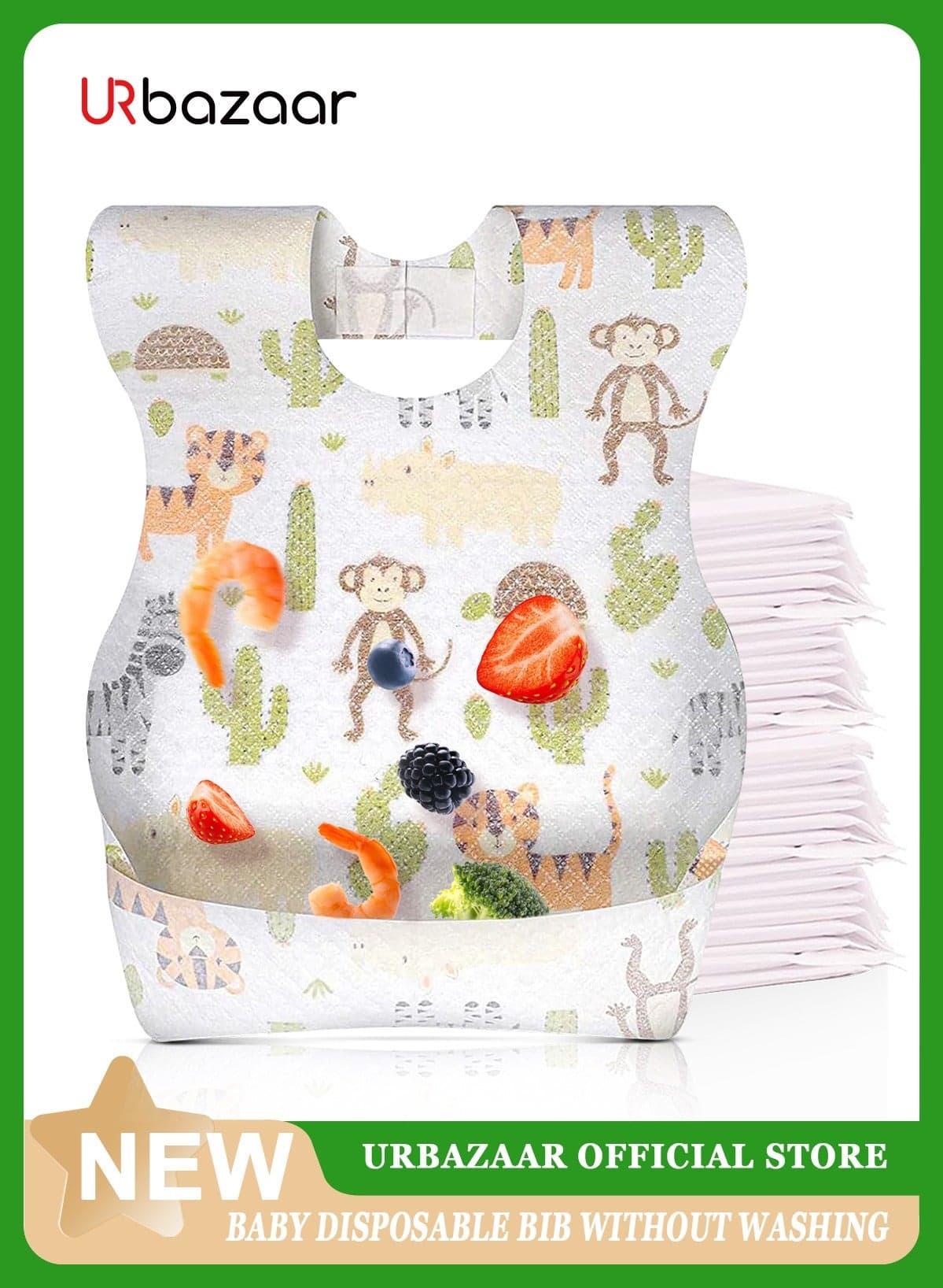 40-Pcs Disposable Baby Bibs for Feeding Drooling – Travel Bibs for Baby Absorbent + Leakproof Disposable Bibs Baby