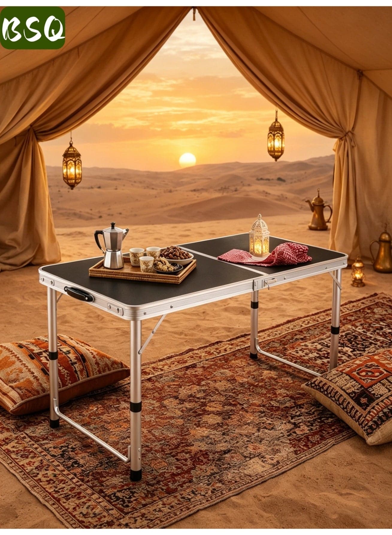 Portable Lightweight Folding Camping Table | Outdoor Camping Folding Table | Lightweight Beach Table | Picnic Table | Lightweight Foldable Aluminum Alloy Table | Suitable for Kitchen, Home, Restaurant, Camping, and Garden Barbecues (120 x 70 x 60 cm)