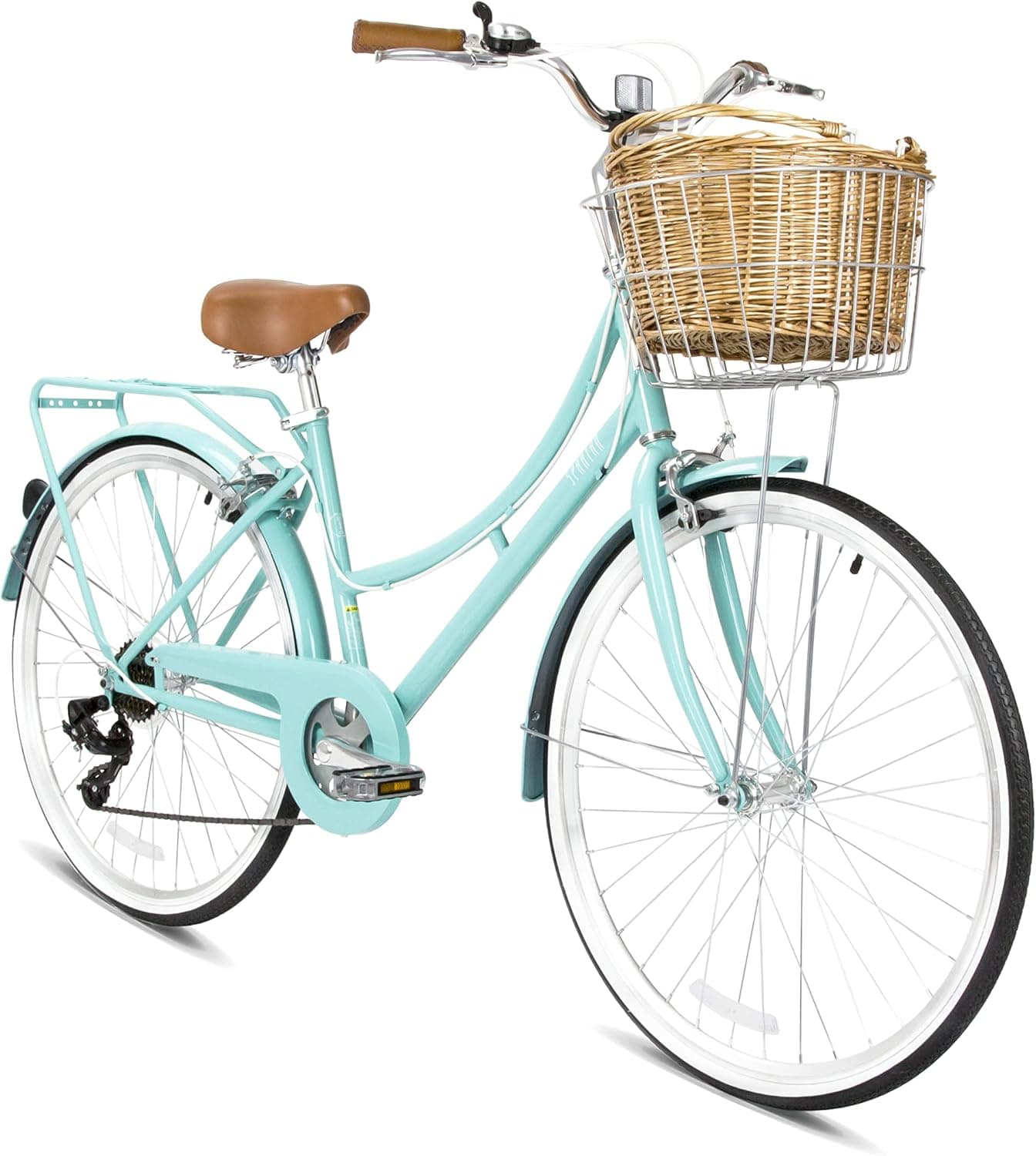 Platinum 24-Inch City Bike | 24-Inch Wheel Size | Adjustbale Seat | With Basket And Carrier| Turquoise Color