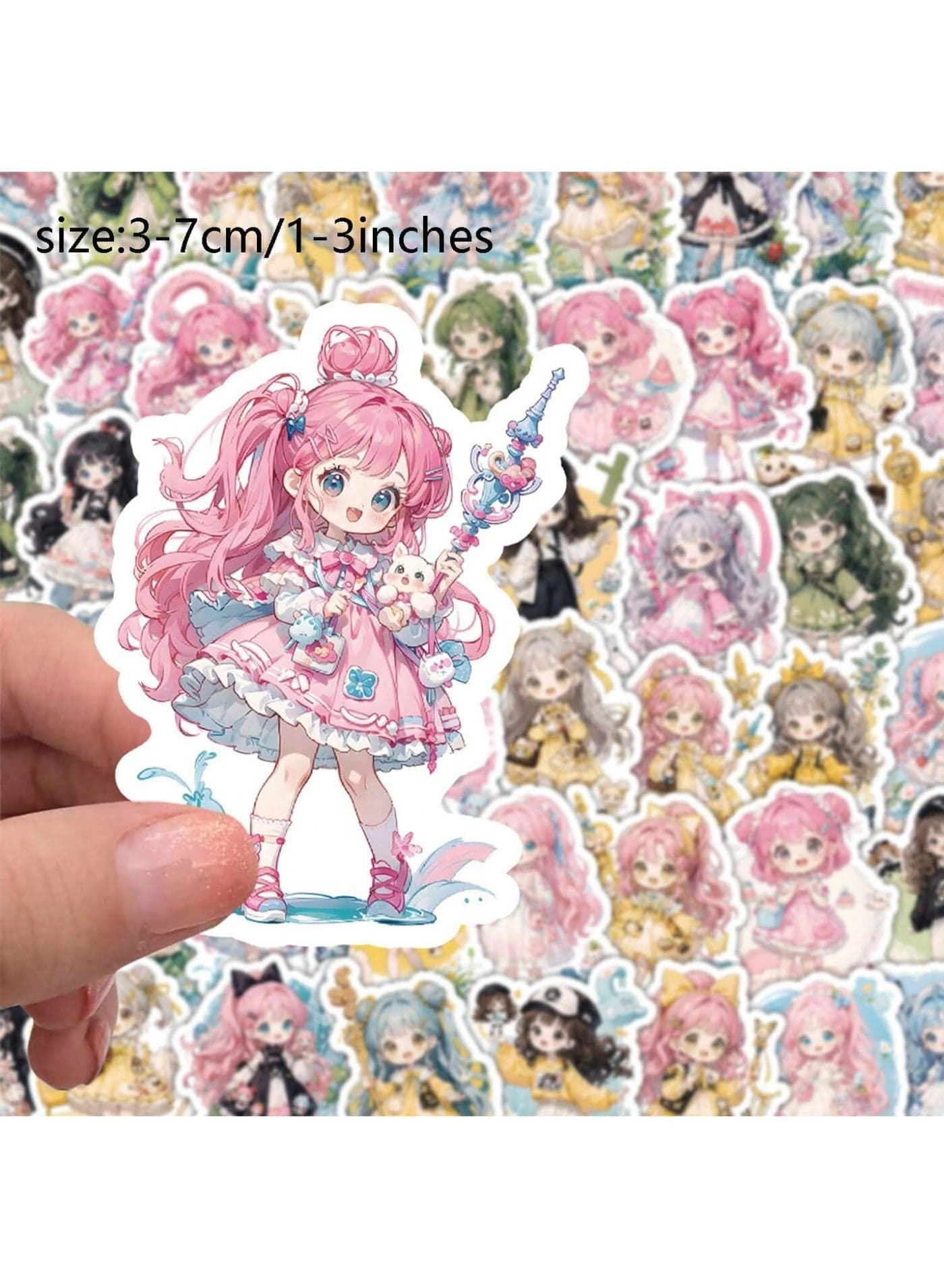 60pcs Cute Little Girl Cartoon Stickers – Kawaii Waterproof PVC Decals for Laptop, Water Bottle, Notebook, Phone Case, Scrapbooking, Journaling, Skateboard, Car Bumper, DIY Crafts & Party Gift Labels