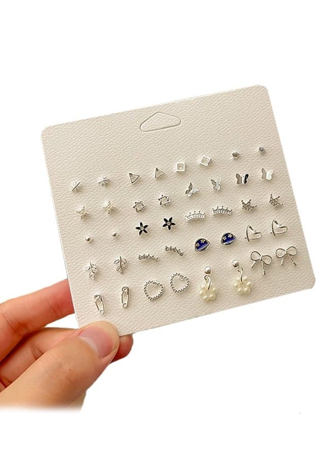 1 Set 40pcs Exquisite Planet Series Zinc Alloy Butterfly Crown Earrings for Women Daily Use