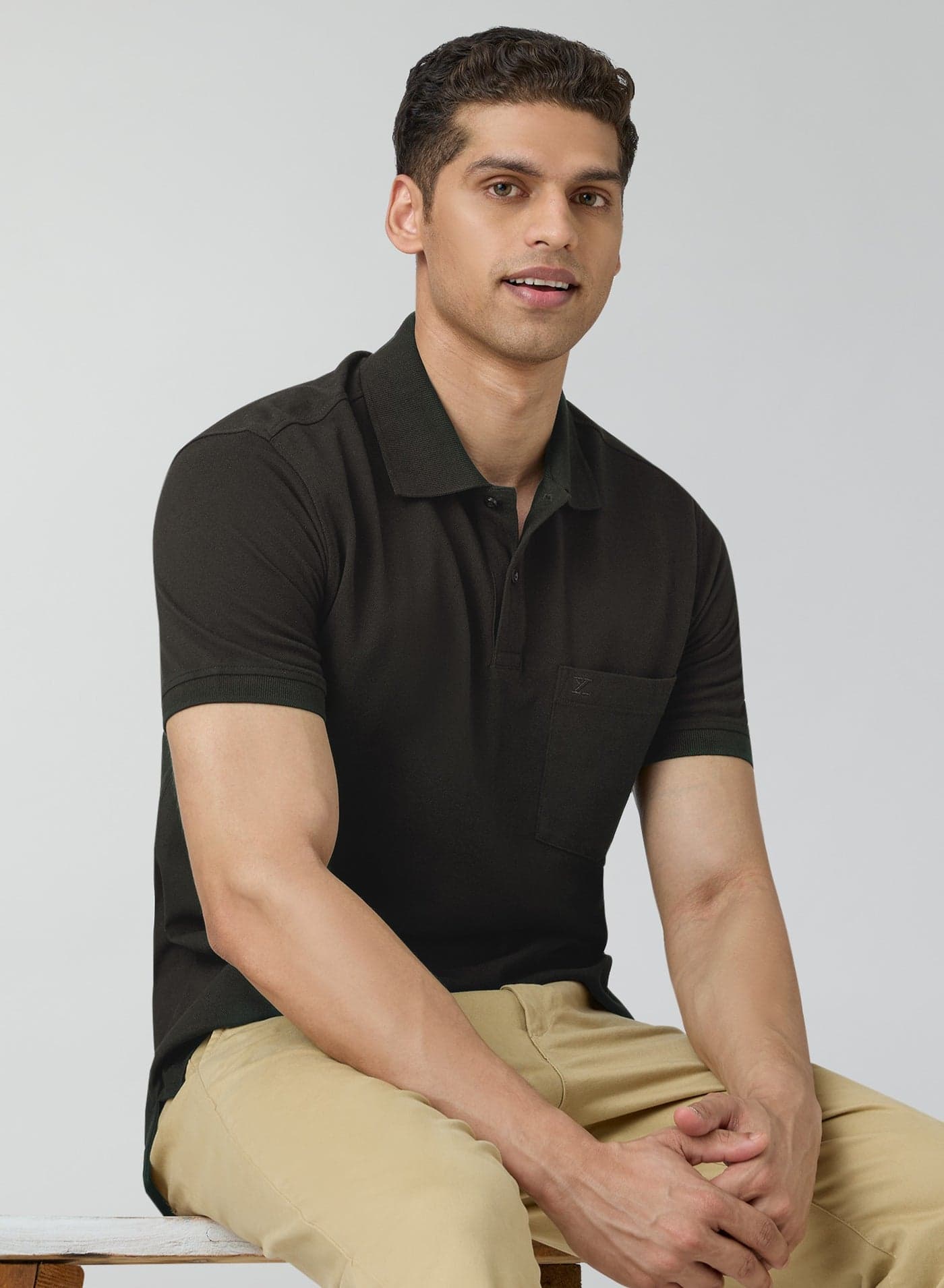 Men's'S Cotton Solid Halfsleeve Polo Tshirt Dark Brown