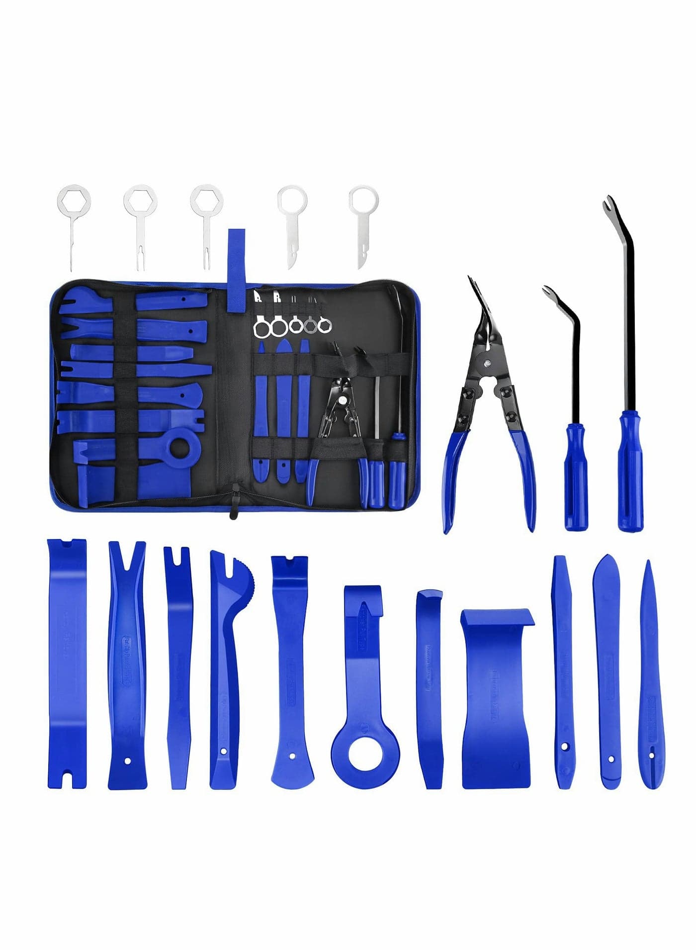19 Piece Car Audio Removal Tool Kit with Storage Bag for Dashboards Panels and Stereos