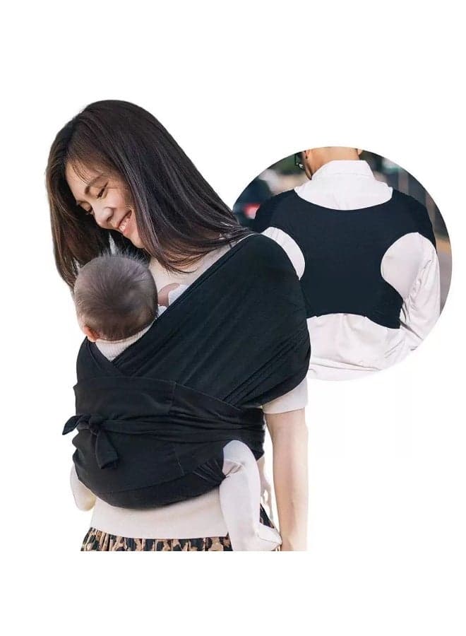 Baby Wrap Carrier - Cotton All-In-1 Stretchy Sling, Black, 0 To 36 Months
