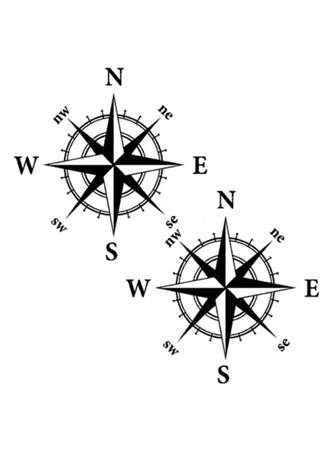 2 Pcs Compass Car Stickers Waterproof Vinyl Decals for All Motorhome Truck Van Car Bumper Decal 15cm*15cm Matt Black