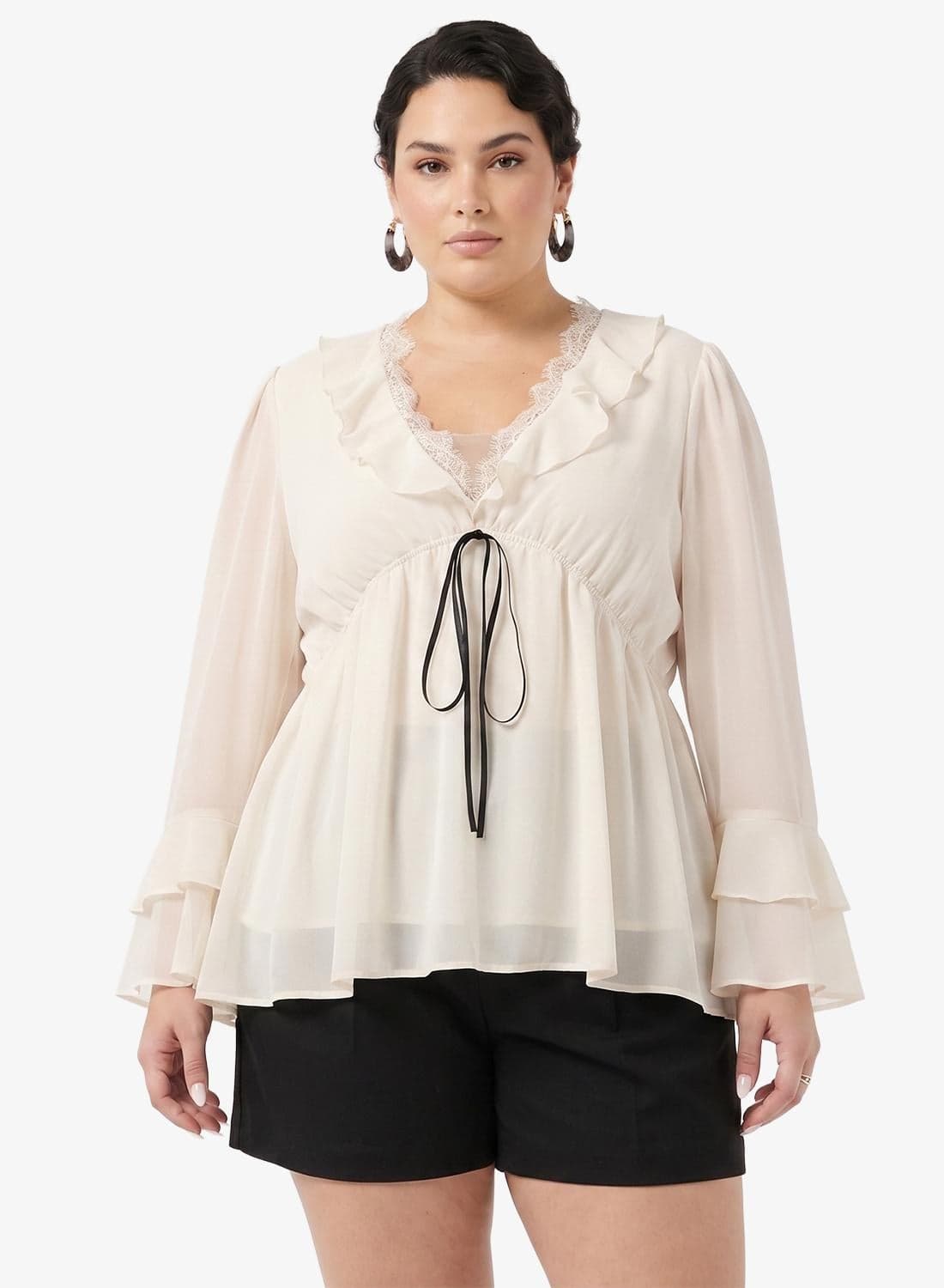 Ruffle Detail Peplum Top