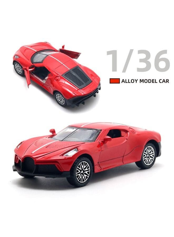 1:36 Alloy Sports Car Model , Pull-Back Toy Car , Model Car for Kids Boy Girl Gift , Collectible Display ,Red