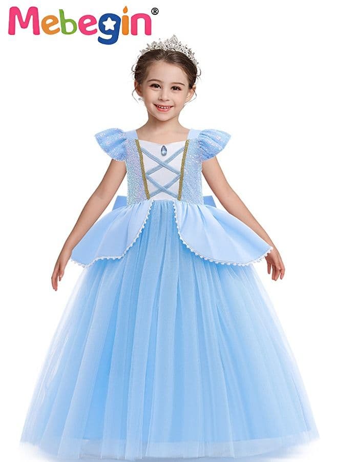 Princess Cinderella Dress Clothes with a Bow, Pretend Princess Skirt Set for Girls Kids Suit for Evenning Party Performance