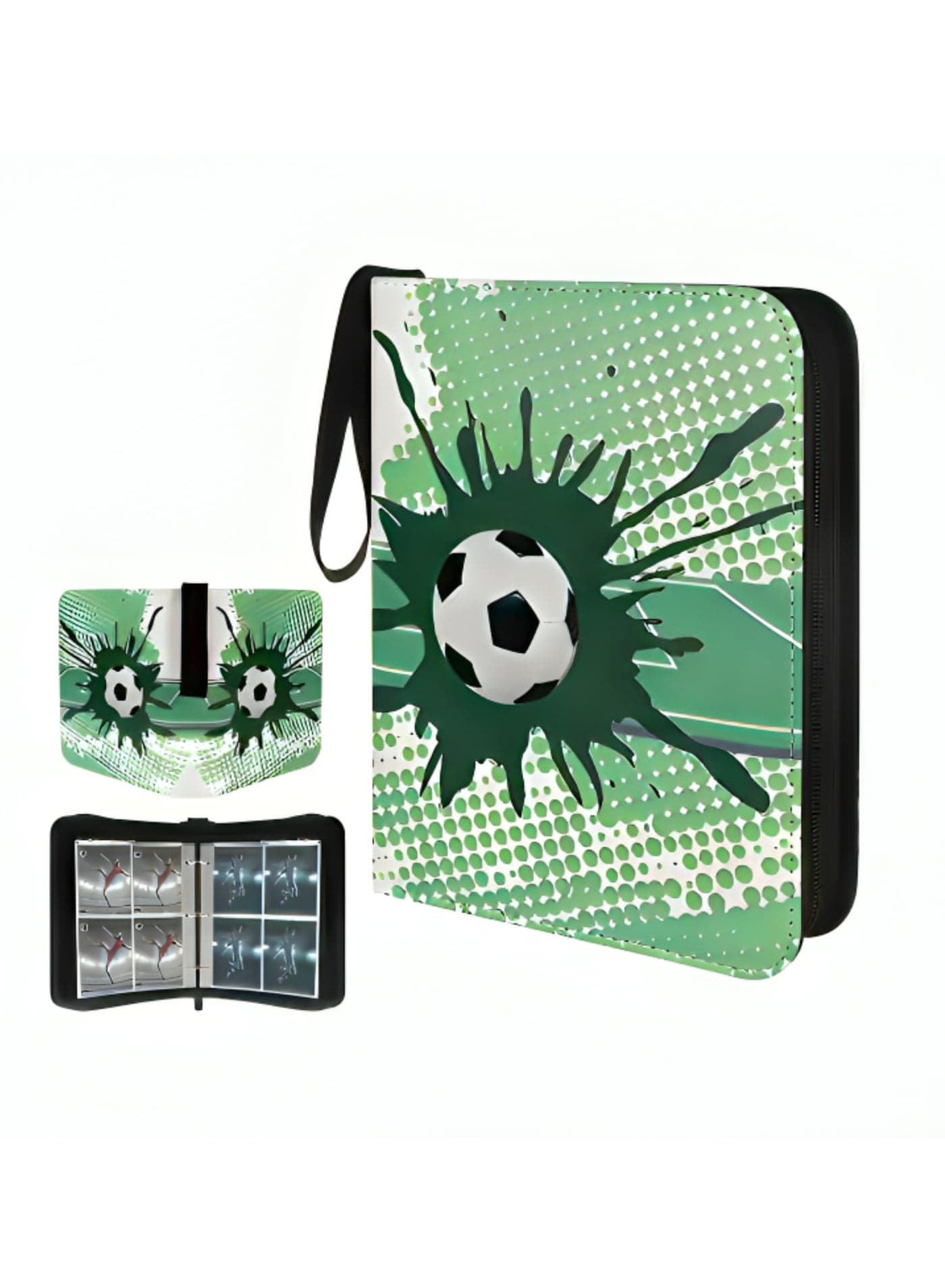 Maanys Binder Card Holder for Trading Card Games Collection, Holds up to 400 Cards with 50 Removable Sleeves Ideal for Football Playing Cards Green
