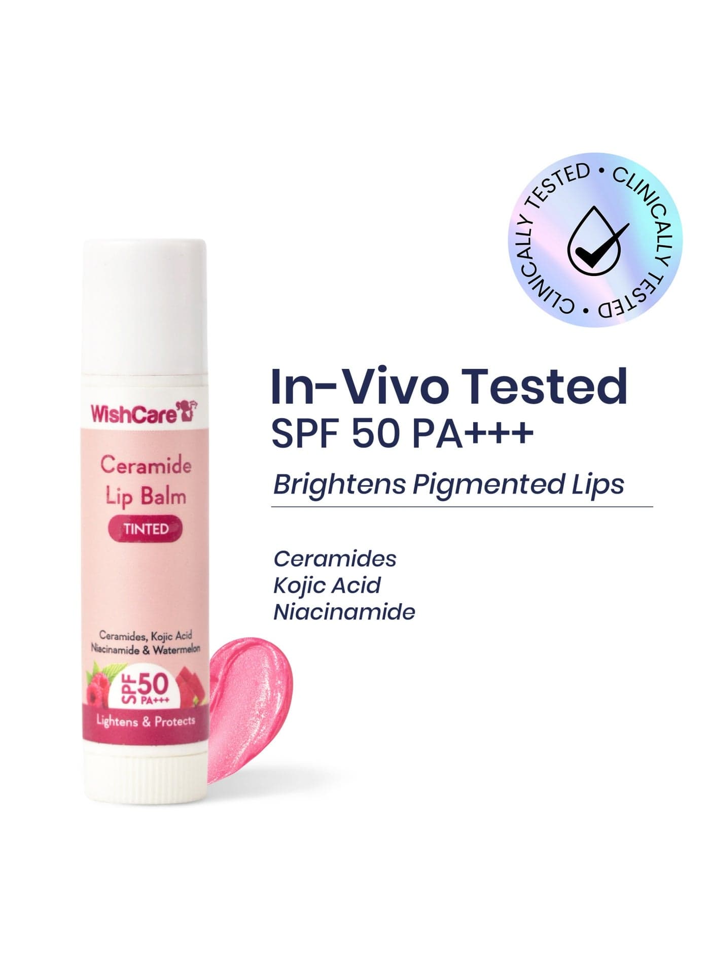 Tinted Lip Balm with SPF 50 PA+++ | Brightening Lip Balm for Dark Lips | Kojic Acid & Niacinamide | For Women