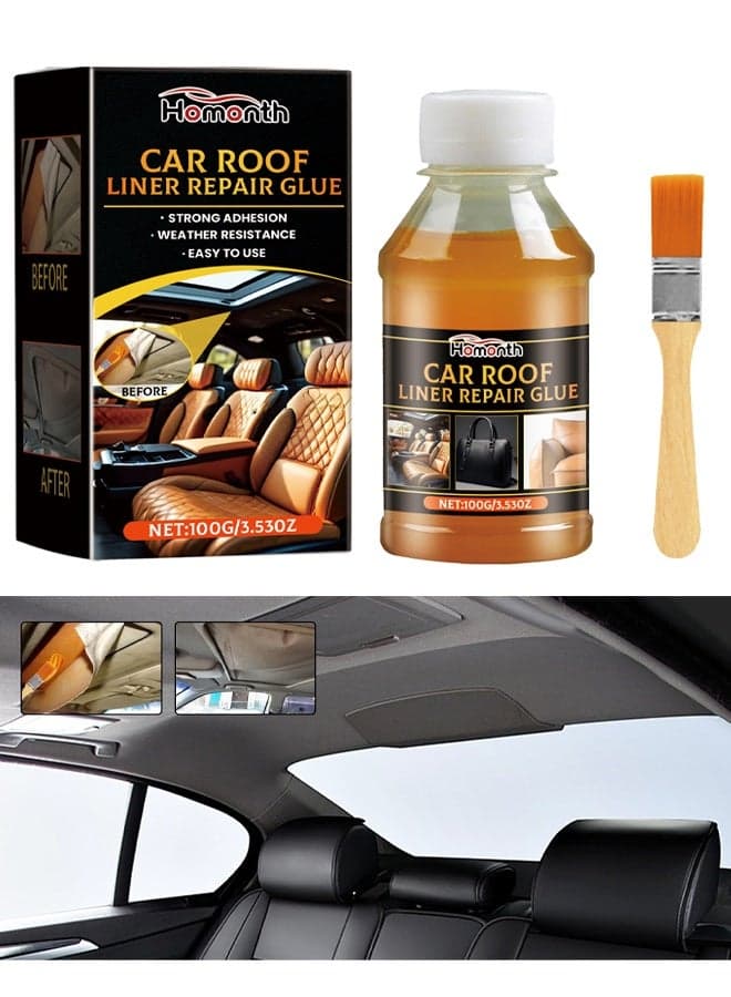 Car Headliner Adhesive, Headliner Repair Glue, Upholstery Glue for Cars, Car Roof Liner Quick Repair Adhesive Glue, Car Roof Fabric Adhesive, Suitable for Automotive interiors, Fabric, Leather, 100ml