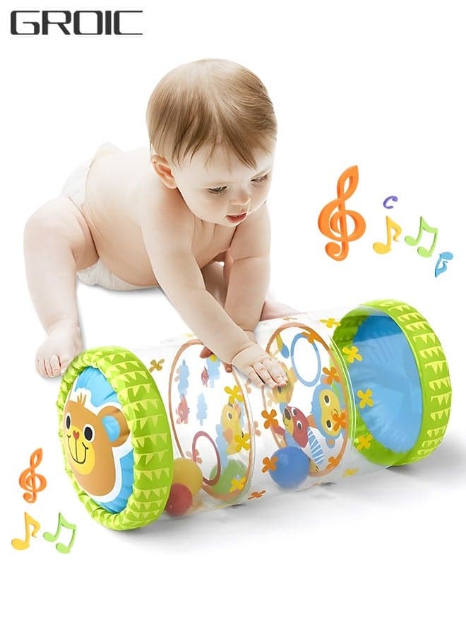 Crawling & Walking Baby Toys Inflatable Baby Roller Toy Beginner Crawl Along Game Ball Drop Maze Tummy Time Activity Center Early Development Jumbo Roller Rattle Toy Baby Toys for 6 Months