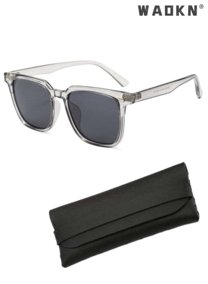 Polarized Aviator Sunglasses for Men Women,Classic Square Sports Sun Glasses Driving,UV400 Protection Sun Glasses TR Fashion Anti-Glare Sun Shades for Driving,Fishing,Traveling(Transparent Gray Frame)