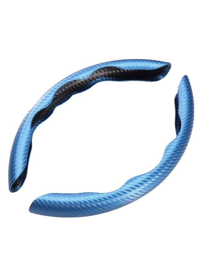 Universal Carbon Fiber Steering Wheel Cover, Safety Non-slip Auto Parts Protective Wheel Cover (Blue)
