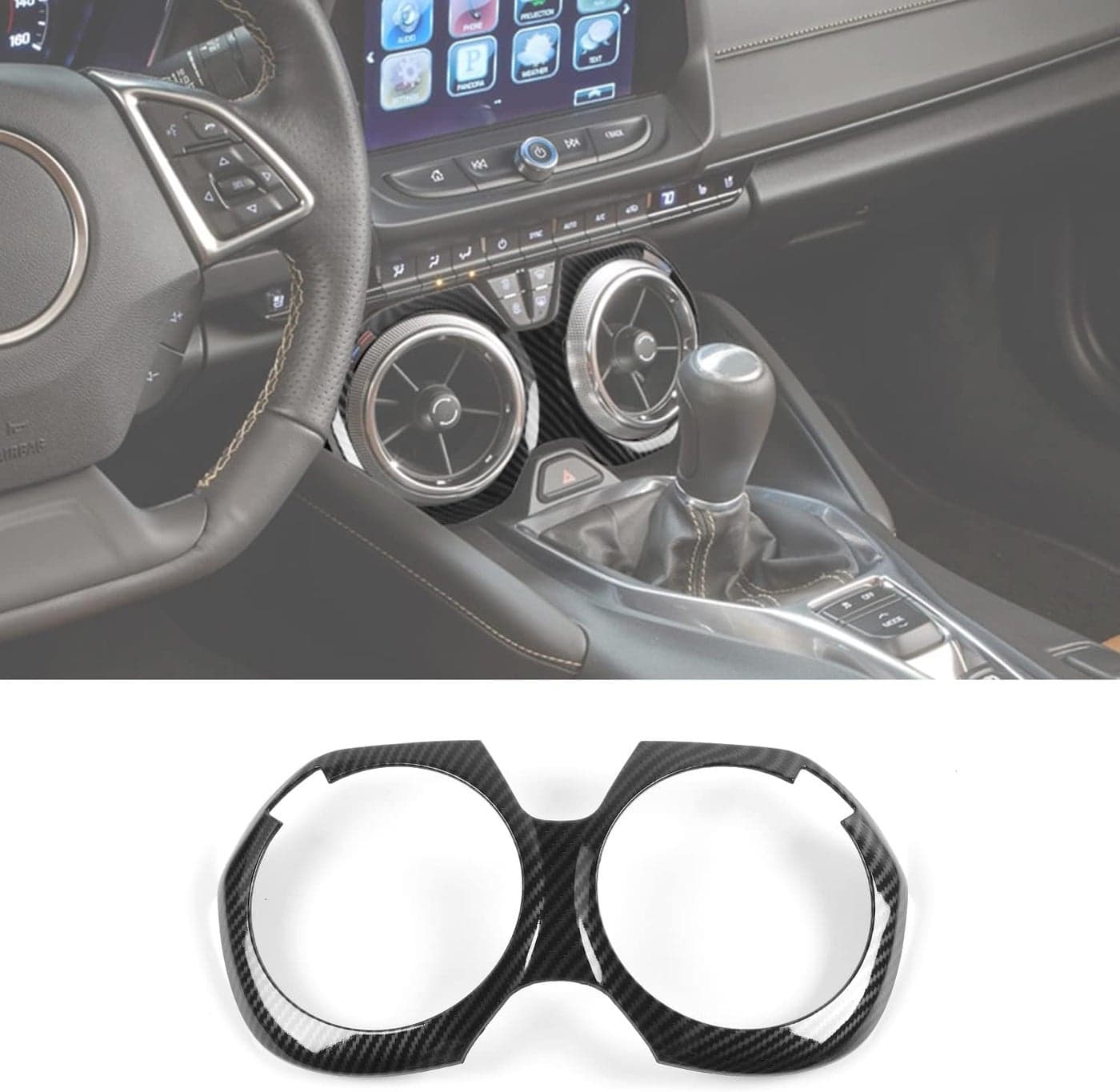 RT-TCZ Carbon Fiber Center Console Air Conditioner Outlet Vent Trim Cover for 2016-2022 Chevrolet Camaro