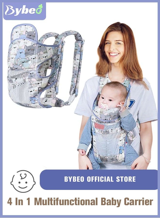 Baby Adjustable Wraps Carrier, Ergonomic Front Facing/Back Carriers with Essentials Storage Pocket for Newborn to Toddler 0-15kg, One Size Fits All
