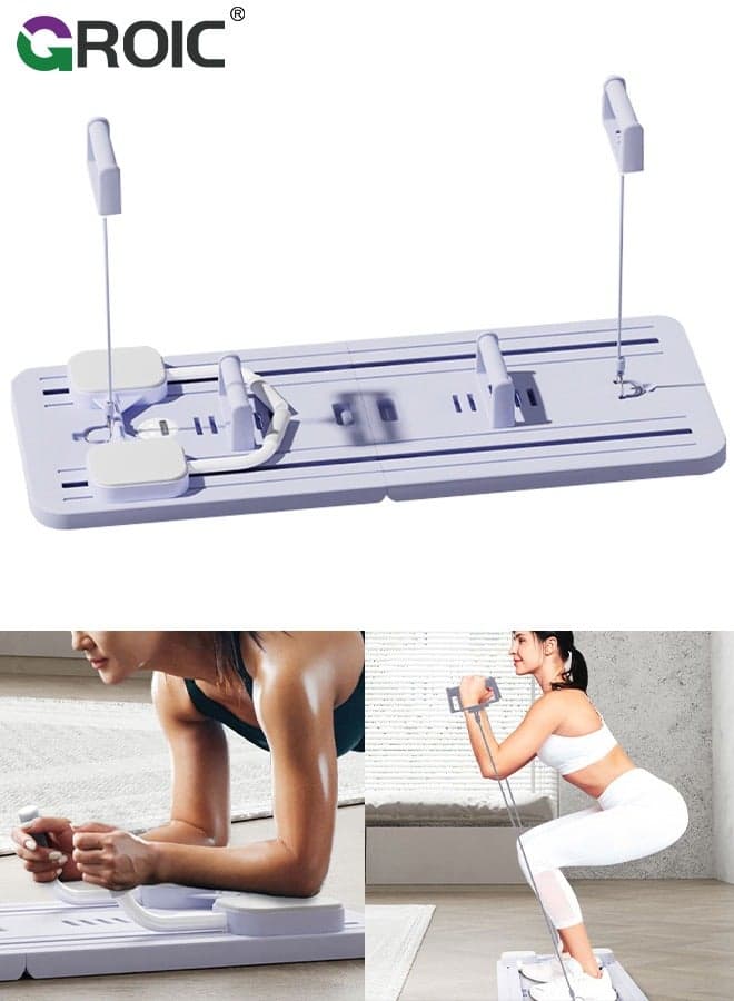 5 in 1 Pilates Board Multifunctional Ab Exercise Board Machine, Push Up Pilates Reformer Set Ab Roller Wheel, Ab Trainer, Ab Machine, Exercise Board, Abdominal Board Exercise Equipment for Home - Purple