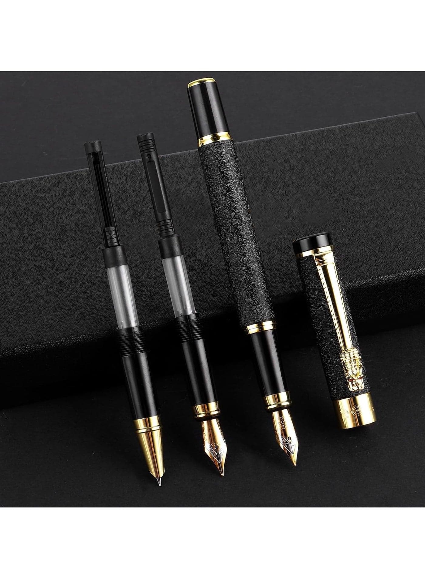 Luxury Fountain Pen Set, Fancy Fountain Pen Set, with 3 Different Nibs, Iridium Extra Fine and Fine and Bent Nib Metal Fountain Pen Calligraphy Pen Gift for Business Journal, Suitable 2.6mm Ink Cartridges