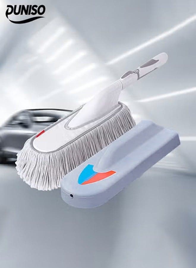 Car Duster - Extendable Long Handle Microfiber Car Duster, Scratch-Free Exterior Car Cleaning Tool, Dust Brush for Trucks, Pickups, Motorcycles, Boats and Home Cleaning