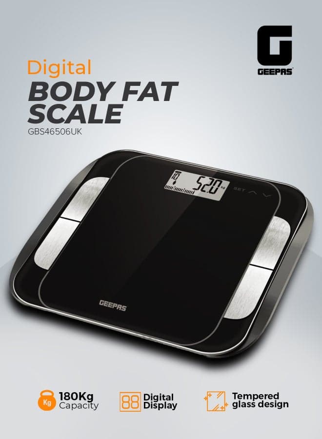 Digital Smart Body Fat Bathroom Scale - GBS46506UK, High Accuracy Digital Weighing Scales for Body Weight, BMI Visceral Body Fat Rating, Muscle Mass, Body Hydration, Water & Bone Mass