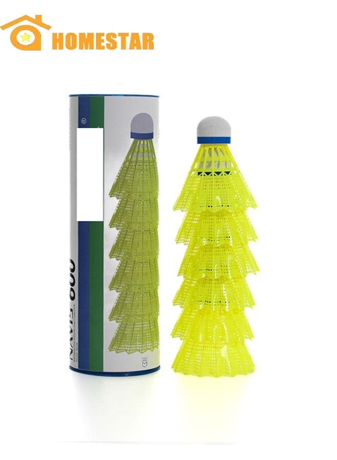 Badminton Shuttle, 6 Pcs Nylon Badminton Shuttle, Durability, Stability Shuttlecock for Outdoor, Indoor ,Sports, Activities, Training, Yellow