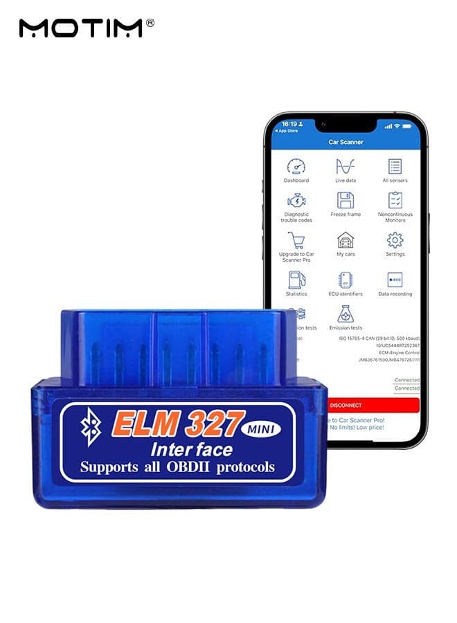 ELM327 OBD2 Car Diagnostic Scanner Adapter, Bluetooth Car Scanner Auto Diagnostic Tool for iOS, Android & Windows