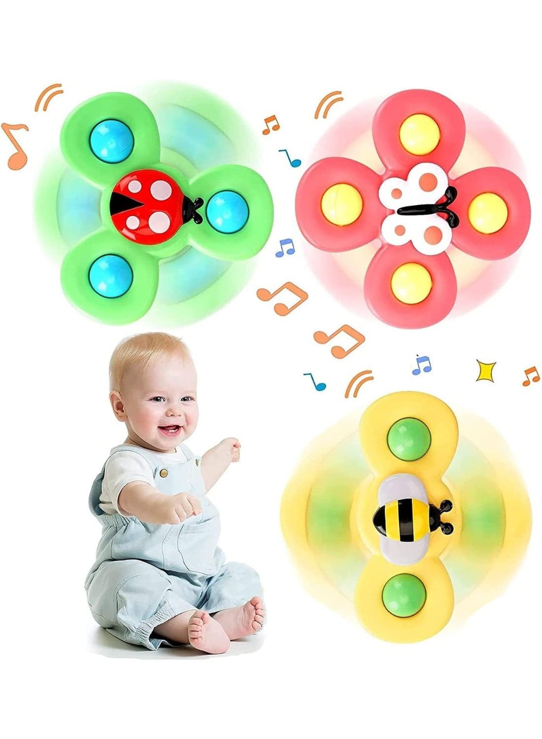 Sensory Suction Spinner Toys for Toddlers, Fidget Spinners with Suction Cups, Bath & Play Table Toys