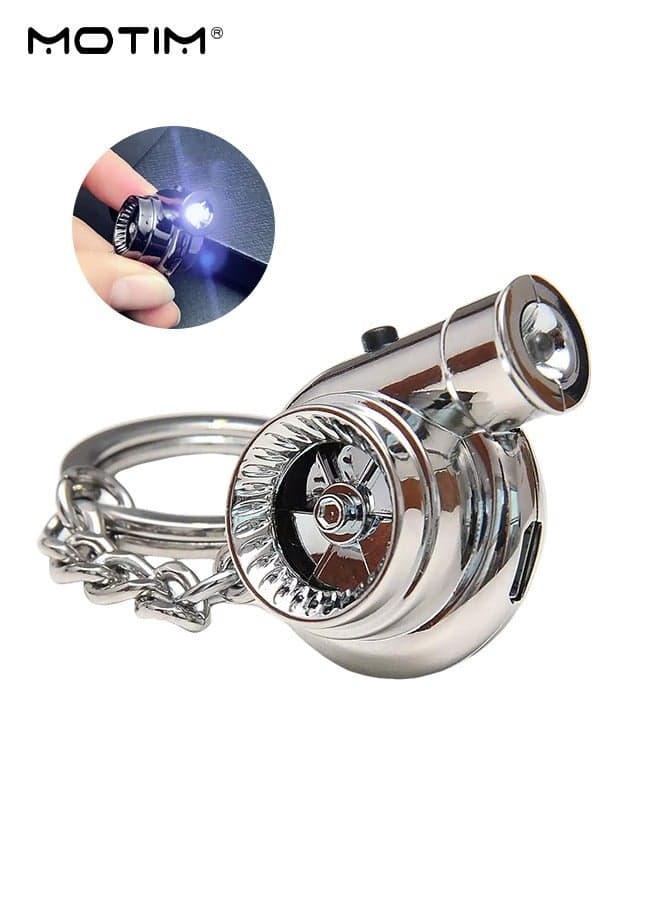 Car Electronic Keychain with Sounds LED Light, Stylish Car Flashlight Turbo Keychain, DIY Rotating Key Holder, Car Decorations Perfect Gifts