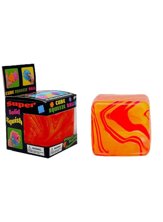 Squishy Stress Cube Fidget Toy Kids Adults, games with a Super Solid Squish, Sensory Toys for Kids with Autism Stress Balls for Kids Squeeze Toy for Anxiety Stress Relief Gifts, Your Best Mellow and Chill(RED)