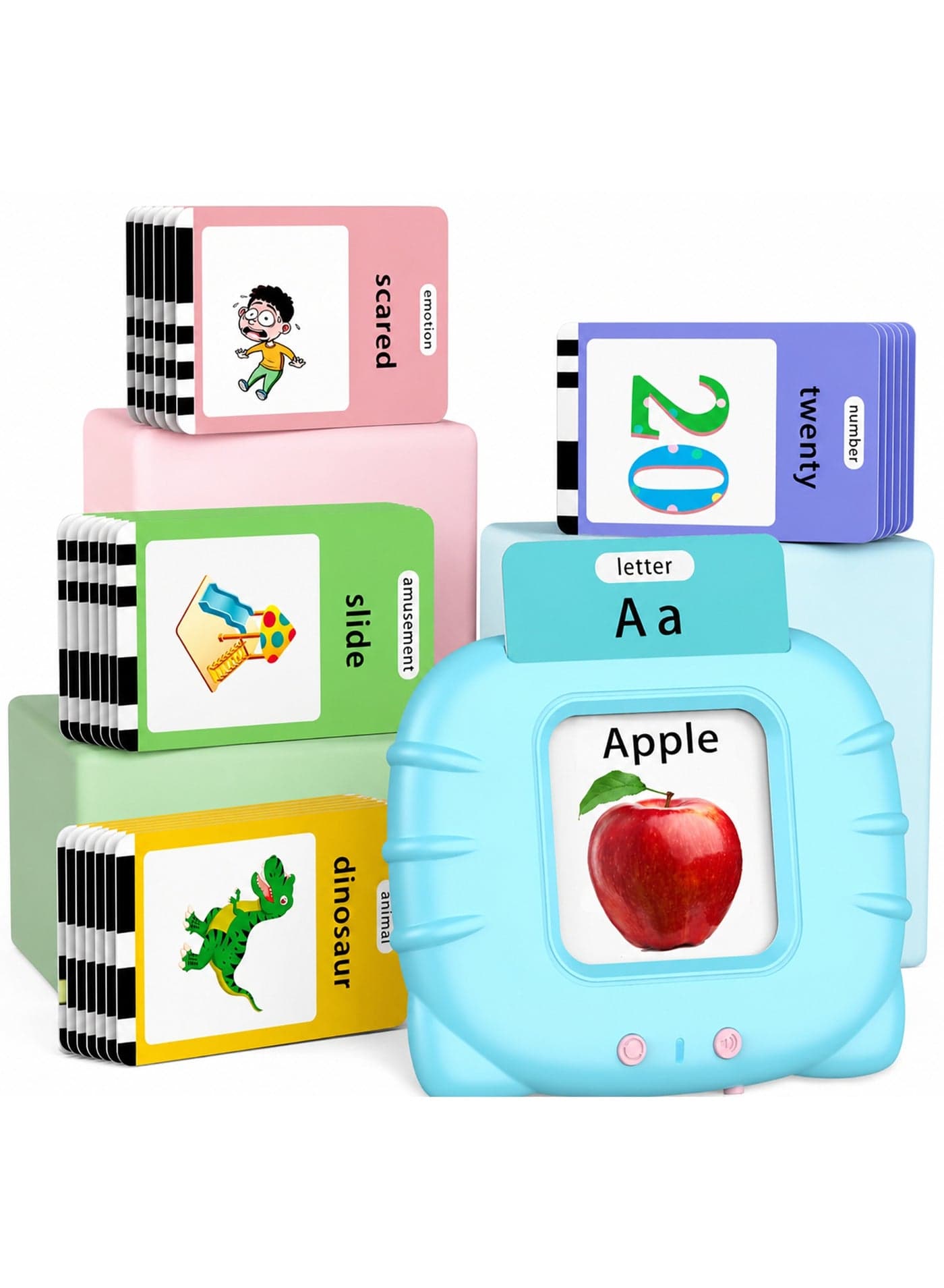 Flash Cards for Kids, Talking Flash Cards Learning Toy with 240 Educational Cards, Interactive Speech Learning Device, Alphabet, Numbers, Animals & Vocabulary, Preschool Toy for Boys & Girls Ages 3+ BLUE