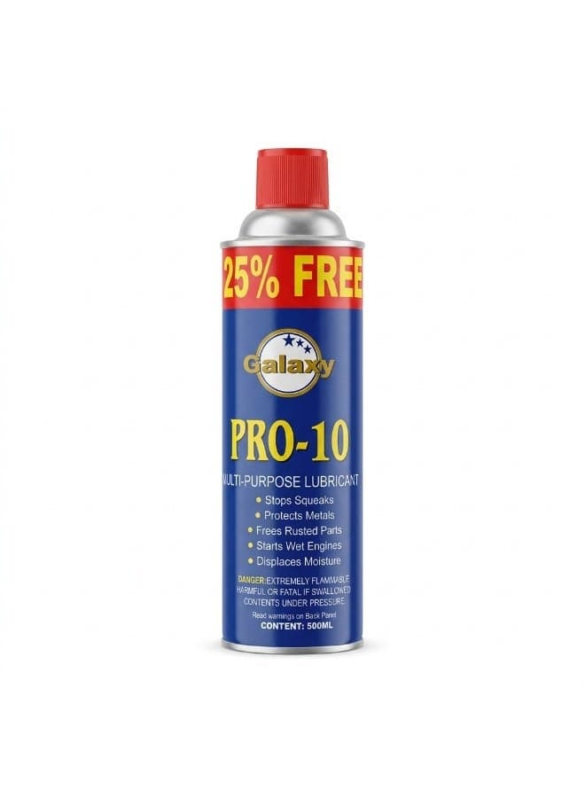 Pro-10 Lubricant Spray 500ml - Multi-Purpose - Stops Squeaks, Frees Rusted Parts