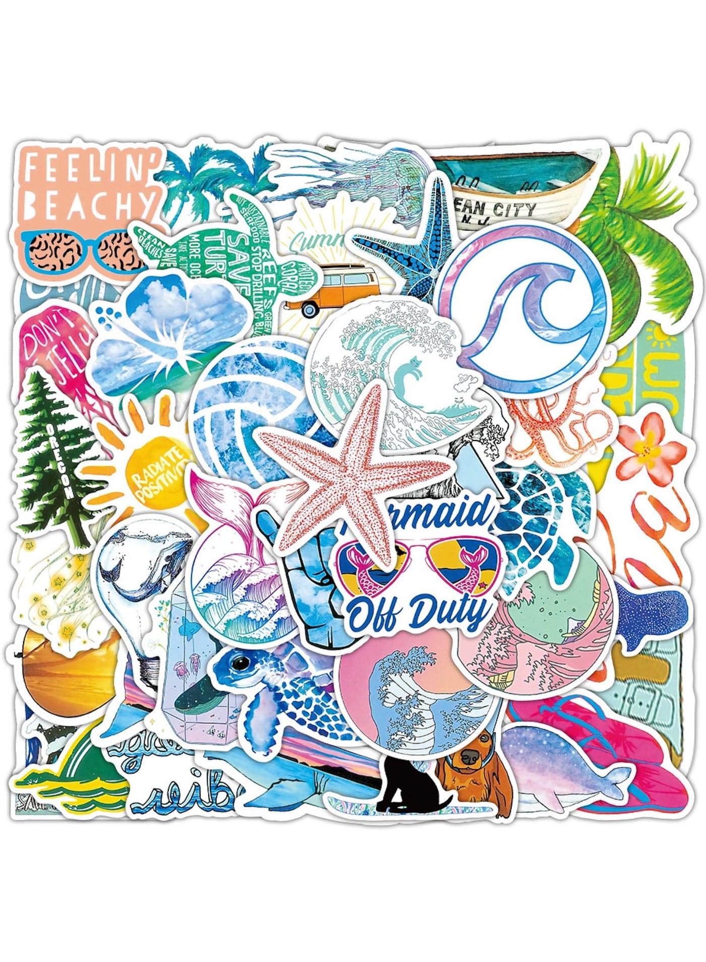 50Pcs Ocean Animal Stickers Sea Life Fish Sticker Vinyl Waterproof Stickers for Teens Adults Decals for Laptop Water Bottles Skateboard Phone
