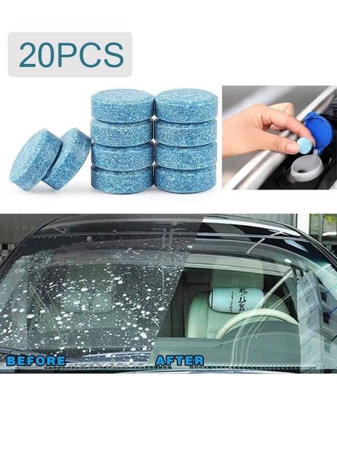 20PCS Car Windshield Glass Concentrated Washer Tablets, Windshield Washer Fluid Solid Car Effervescent Tablets ,Glass Solid Wiper Cleaning Tablets for Car Kitchen Window