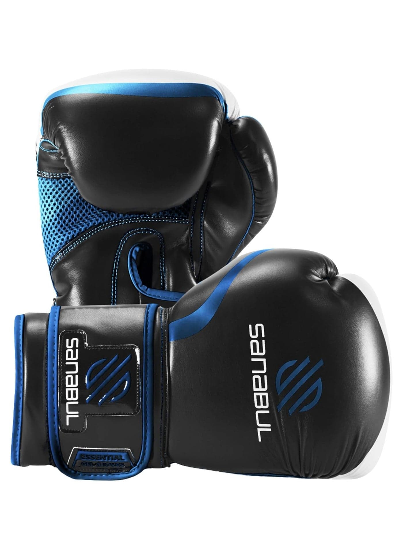 Essential Gel Boxing Gloves for Men & Women – Pro-Tested Kickboxing, MMA, Muay Thai & Heavy Bag Training Gloves – Shock-Absorbing Gel Padding – Black/Metallic Blue