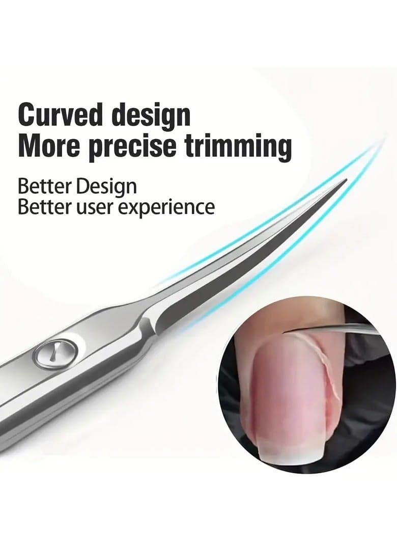 1pc Nail Cuticle Clippers, Stainless Steel Curved Blade Tweezers Pusher Dead Skin Removal Scissors Clippers Manicure Tools
