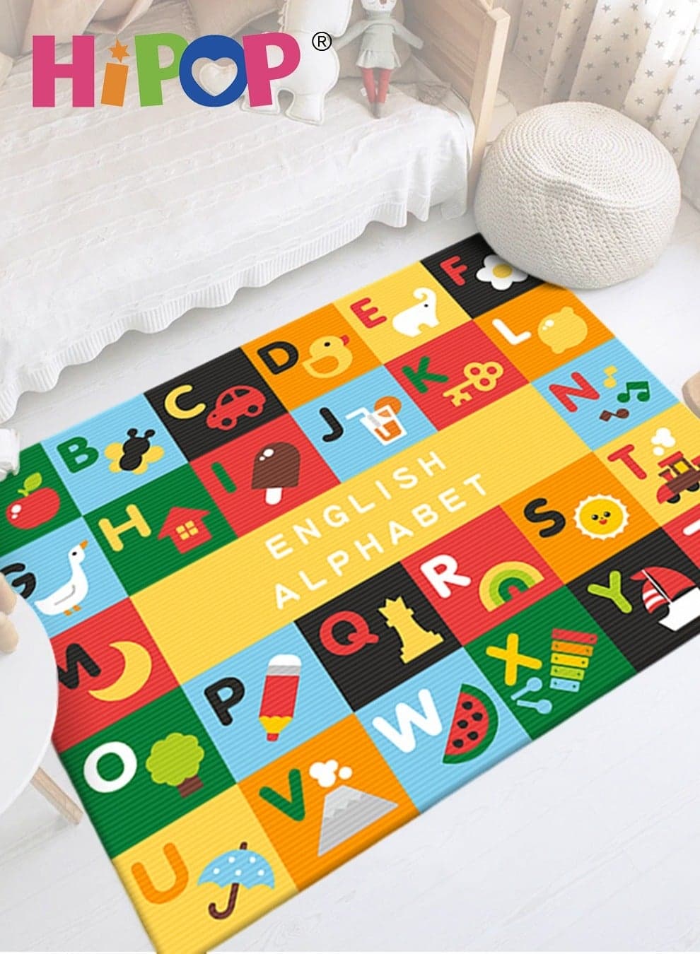 Washable Children's Play Mat,with Alphabet Learning and Object Cognition,Early Education Toy 230*160cm