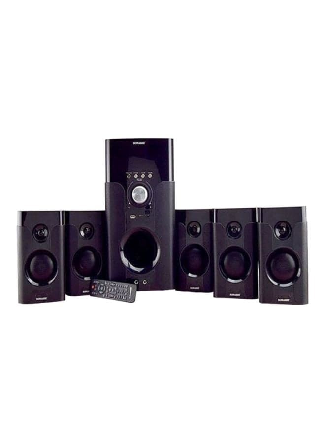 5.1 Channel Multimedia Speaker System With Remote Control Fm Radio, Bluetooth, Usb, Sd Card Reader, And Led Display Functions Powerful Sub-Woofer With Hi-Fi Surround Sound Home Theatre System SHS-8037 USRB Black