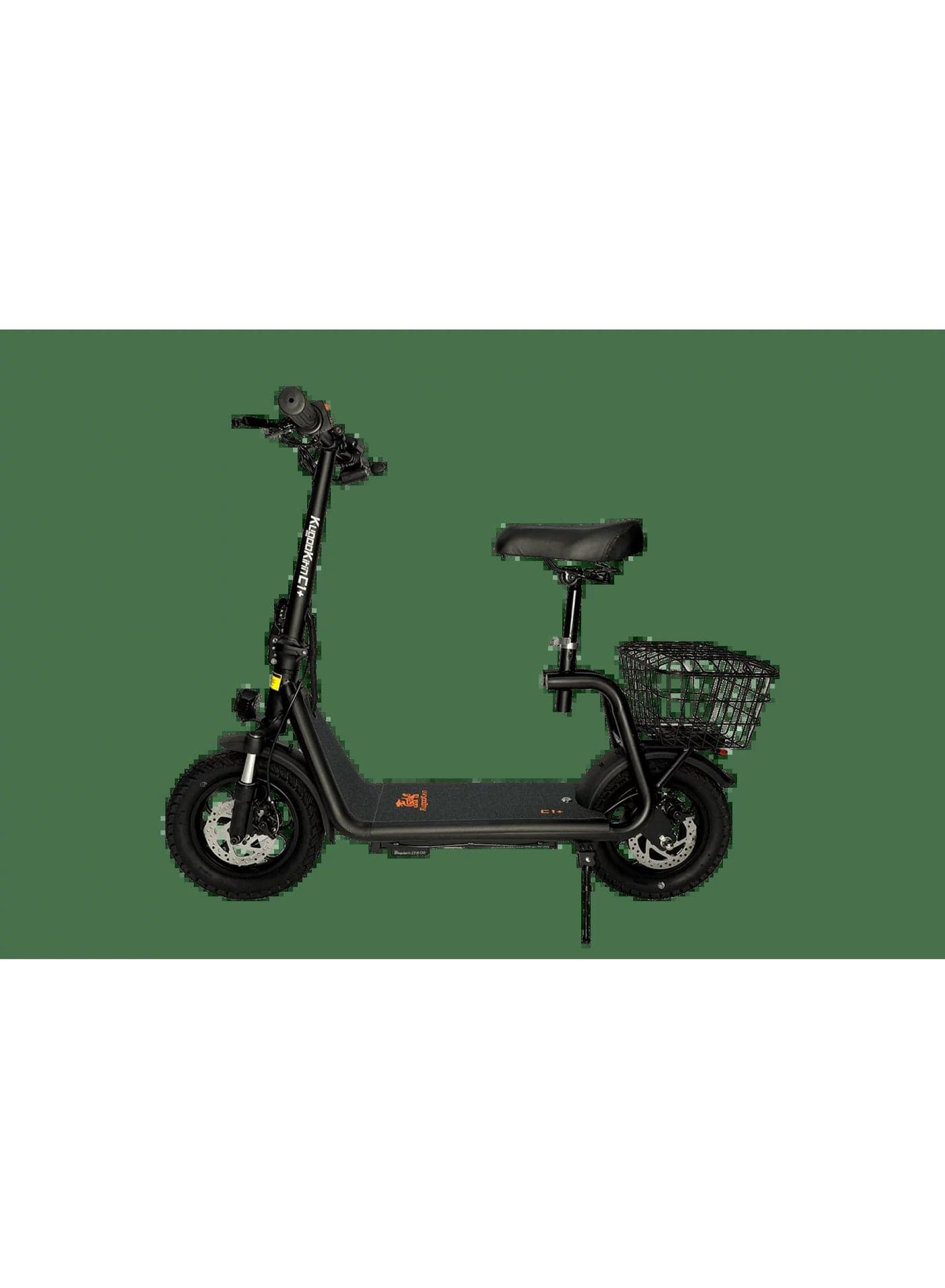 C1 Plus Foldable Electric Scooter with Seat, 500W Motor, Up to 45km/h, Up to 35km Range, 12-Inch Pneumatic Tires, Rear Basket, Black