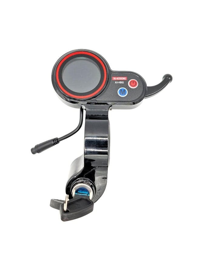 AX-HB02 Electric Scooter Display with Accelerator Throttle & Key Ignition Lock, Universal 36V/48V Handlebar Dashboard Meter Replacement Kit with 2 Keys – Black
