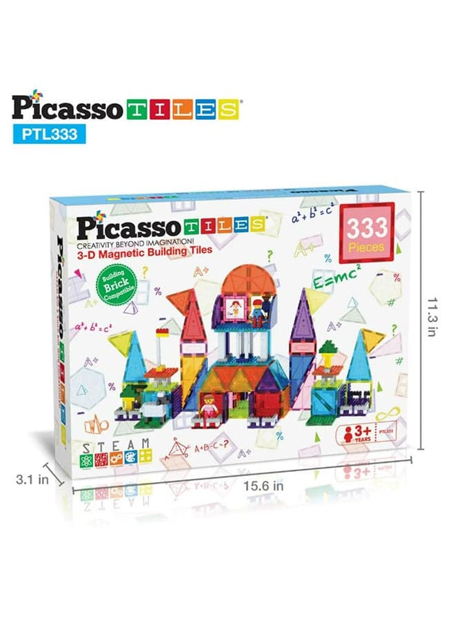 333 Pieces Magnetic Brick Tile and Magnetic Tile Combo Set, Action Figures included, Building Blocks STEM Toys, Educational Montessori Preschool Toddler classroom learning toys, Kids activity for Boys & Girls Age 3+