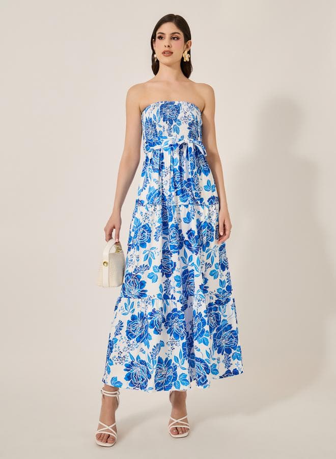 Floral Strapless Maxi Dress