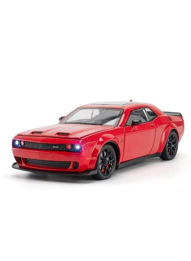 Premium 1:24 Dodge Challenger Hellcat Diecast Model Car 01 Pcs Assorted - Pull-Back Toy Vehicle with Lights, Sounds, Openable Doors & Foldable Mirrors