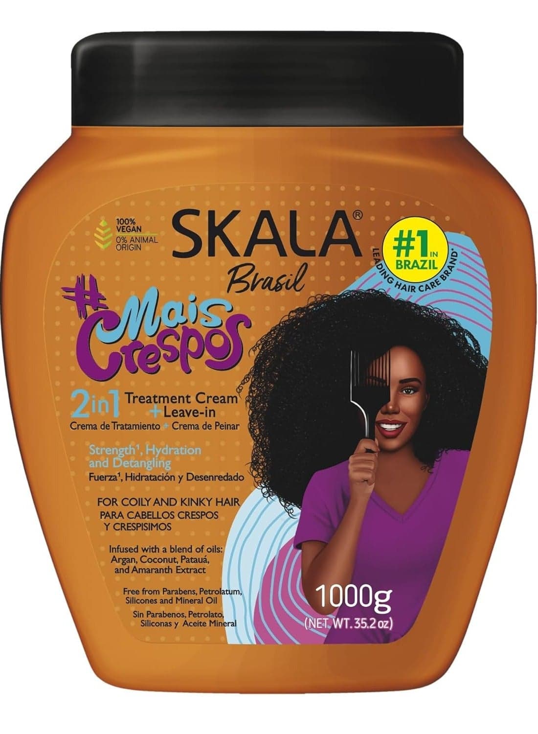 SKALA Super Curly Hair Cream 4ABC – 1 kg – 2-in-1 Mask & Leave-In – Deep Hydration, Curl Definition, Frizz Control – Sulfate Free