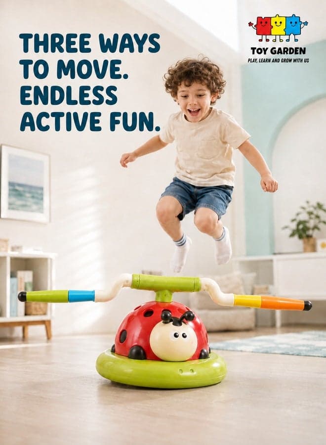 3-in-1 Outdoor & Indoor Toy Set for Kids – Musical Jump, Ring Toss Game & Rocket Launcher – Fun Learning Toy for Ages 3+