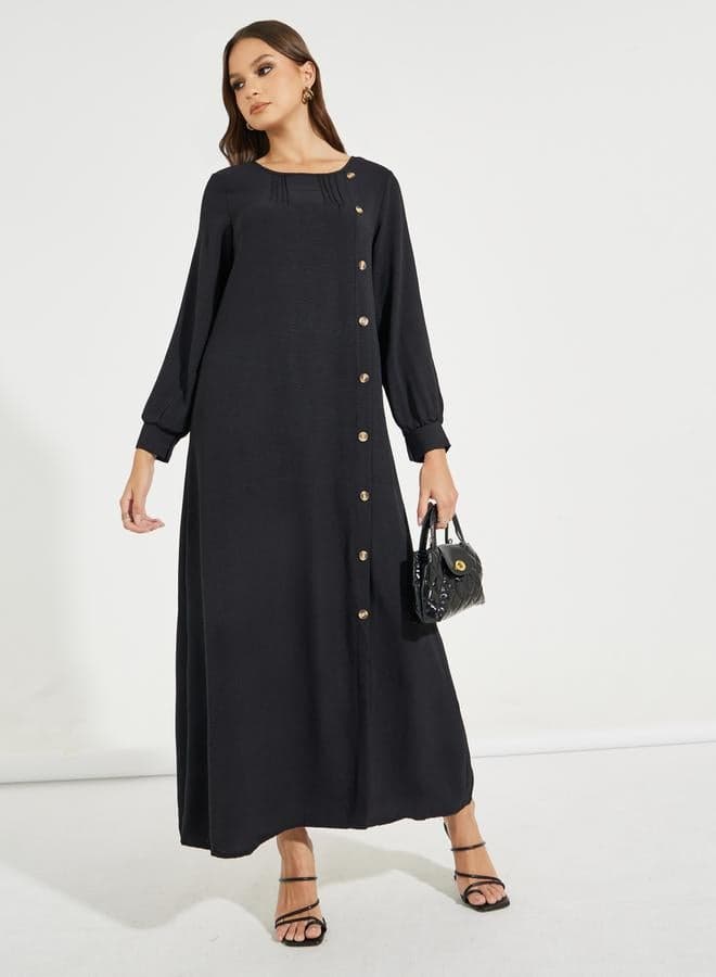Button-Front Maxi Dress