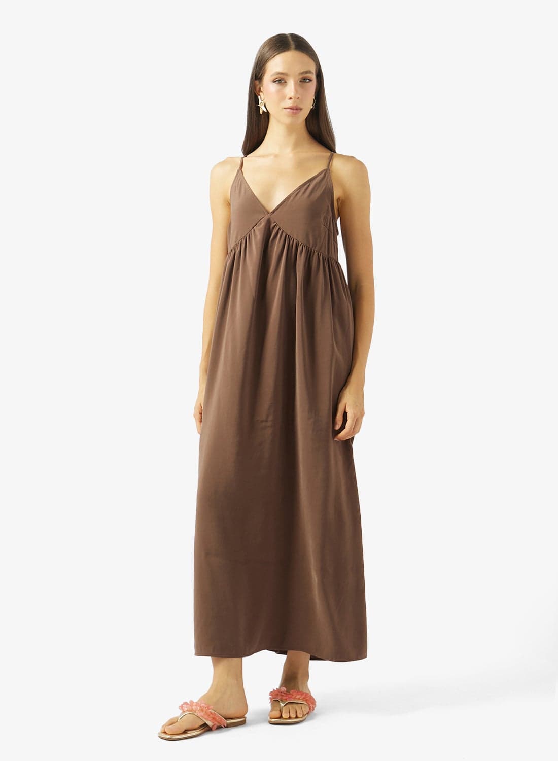 Oaklyn V-Neck String Maxi Dress