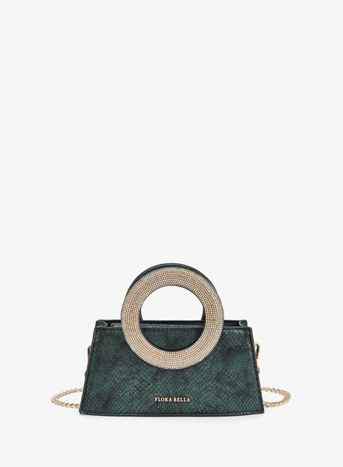 DIAMANTE HANDLE BAG WITH DETACHABLE SHOULDER CHAIN STRAP