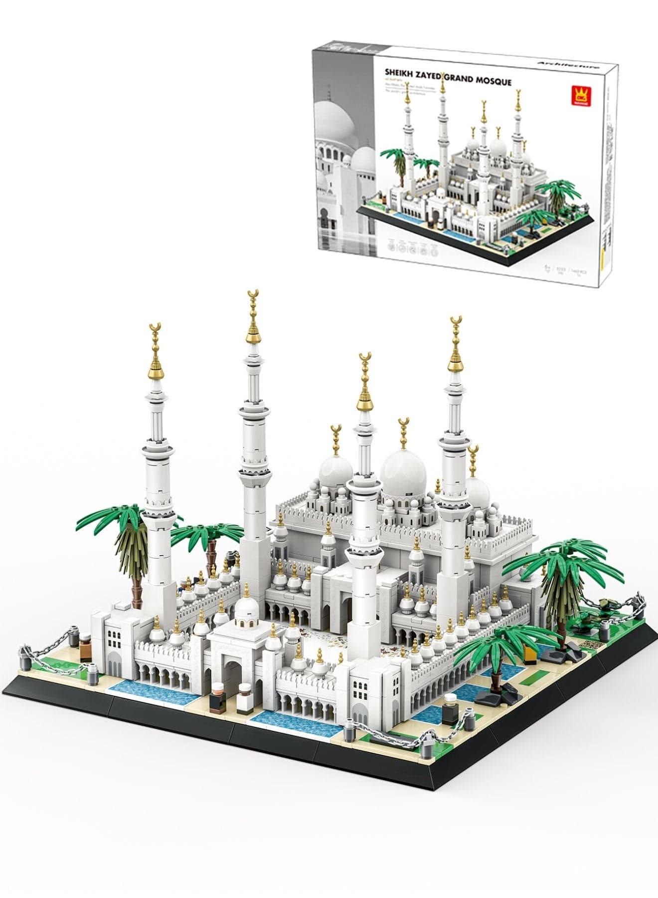 Sheikh Zayed Grand Mosque Building Block Set Abu Dhabi Architecture Model Kit for Kids and Adults, 1463 pcs Educational Construction Toy